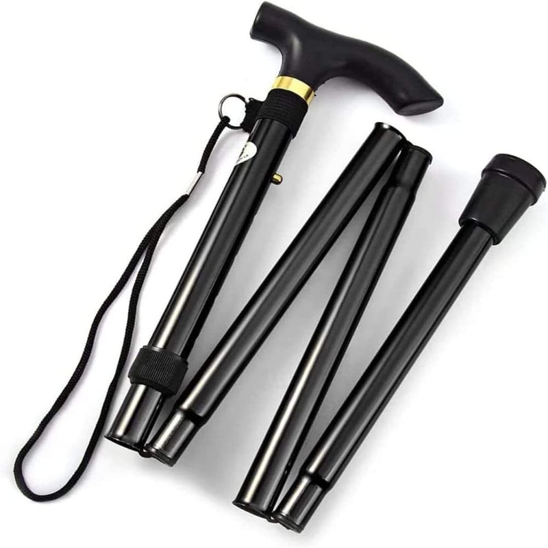 [Australia] - Foldable Walking Stick, Adjustable Walking Cane for Women, Men, Lightweight Walking Sticks for Disabled Anti Slip Rubber Base, Metal, Black 