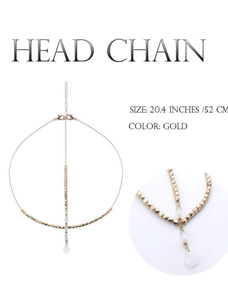 [Australia] - Yean Boho Opal Head Chain Gold Wedding Bride Hair Chains Bridal Crystal Hair Accessories for Women and Girls 