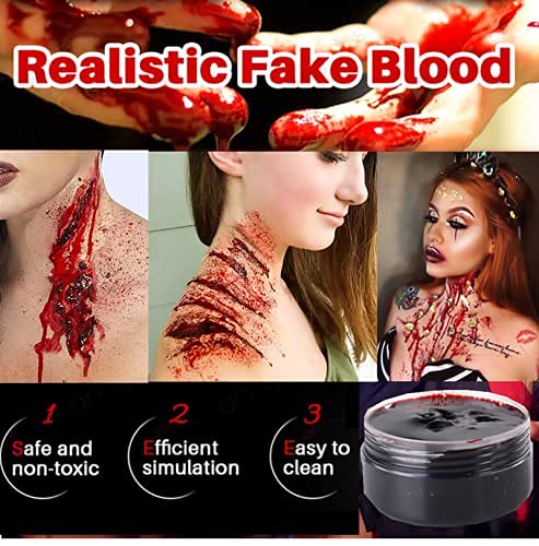 [Australia] - Halloween Coagulated Fake Blood Gel with Stipple Sponge,Make SFX Specail Effects For Halloween Festival & Party,1.1Oz(30g) Gel Blood 