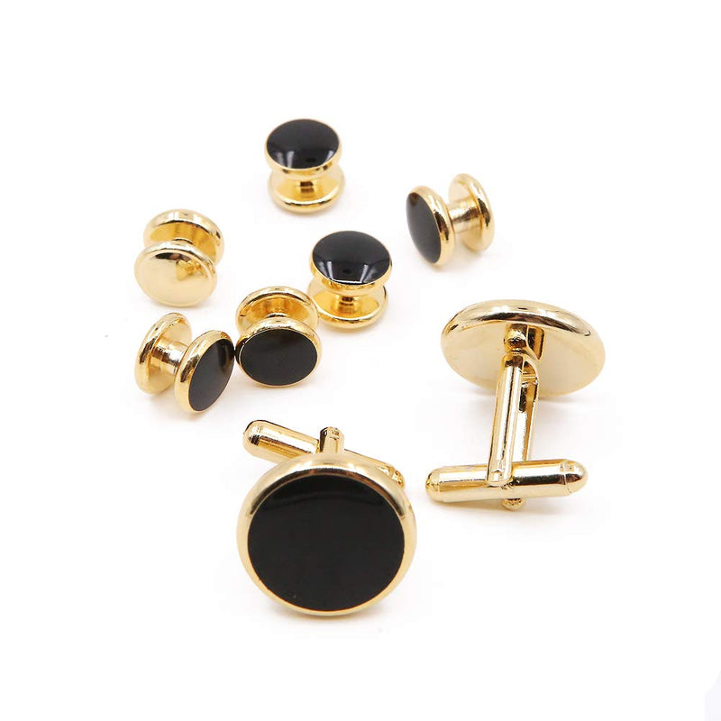 [Australia] - ApolDirect 8 Pieces Men Round Cufflinks and Button Studs Set,Cuff Links for Formal Business Wedding Tuxedo Shirt Accessories 