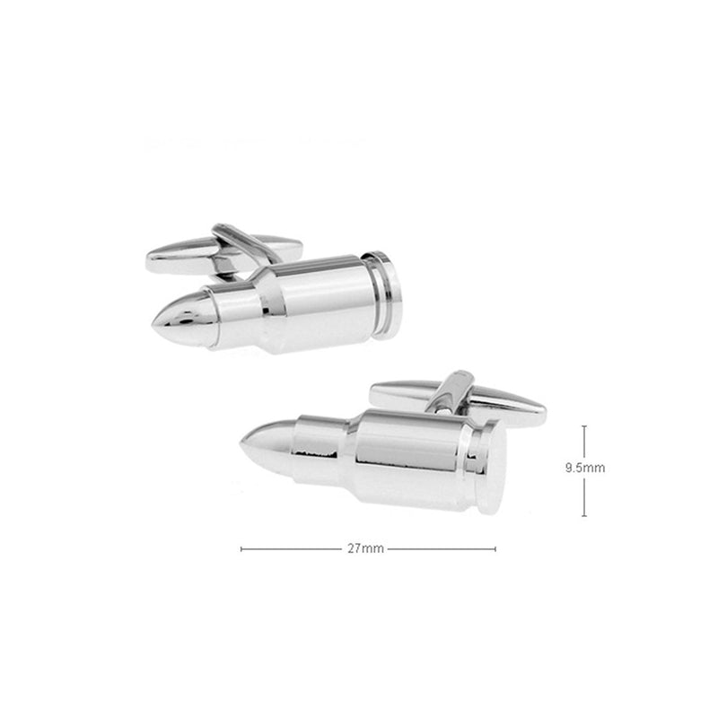 [Australia] - Men's Rhodium Plated Cufflinks Silver Bullet Shirt Wedding Business Cuff Links 