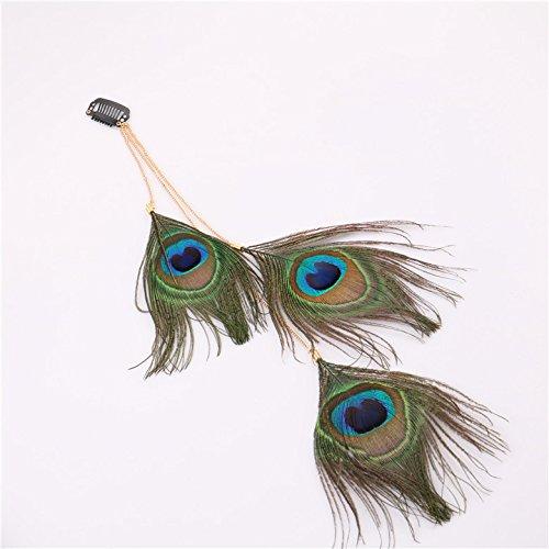 [Australia] - RUNHENG Handmade Feather Peacock Headband, Indian Hippie Feathe Head Chain 