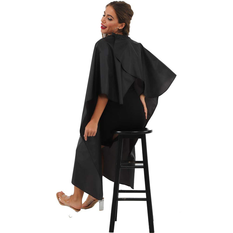 [Australia] - Black Waterproof Hair Salon Cape Professional Barber Cape with Metal Snap Closure Hair Cutting Cape for Adults Water Resistant Hairdressing Cape 59" x 47" (Pack of 1) Pack of 1 