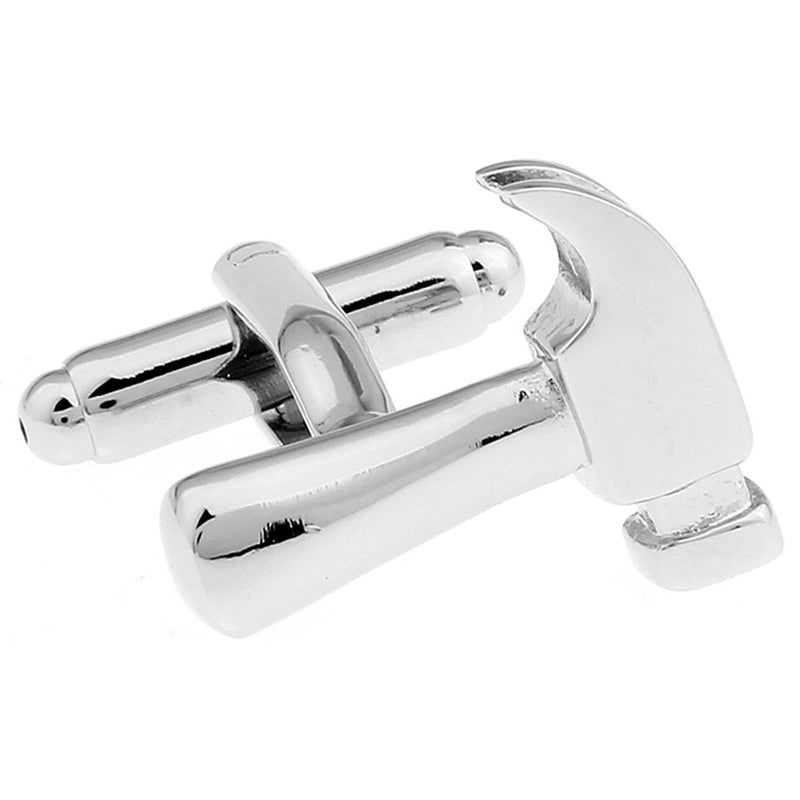 [Australia] - Hammer Cufflinks Silver Smooth Tools Wedding Cuff Links 