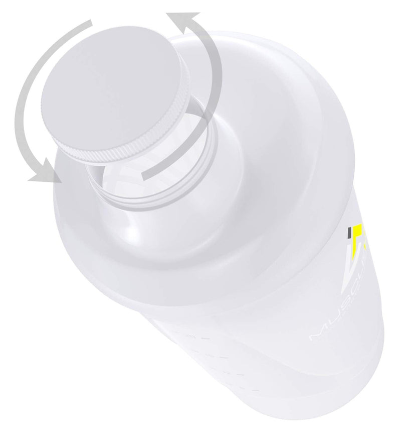 [Australia] - Protein Shaker Screw top 100% Leak Proof Drinks Bottle 600ml to 800ml by Musc (Transparent, White) White Transparent 