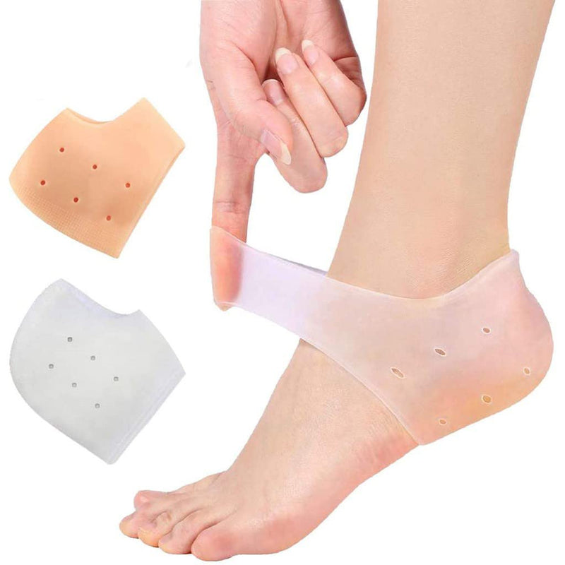[Australia] - Gel Heel Protectors,3 Pairs of Heel Protector Pads for Men and Women, Breathable Silicone Heel Cushion Cups Heel Spur Relief Foot Sleeve for Heel Pain White 