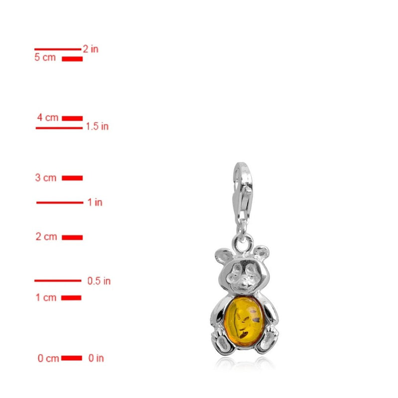 [Australia] - Sterling Silver Amber Bear Charm Pendant 