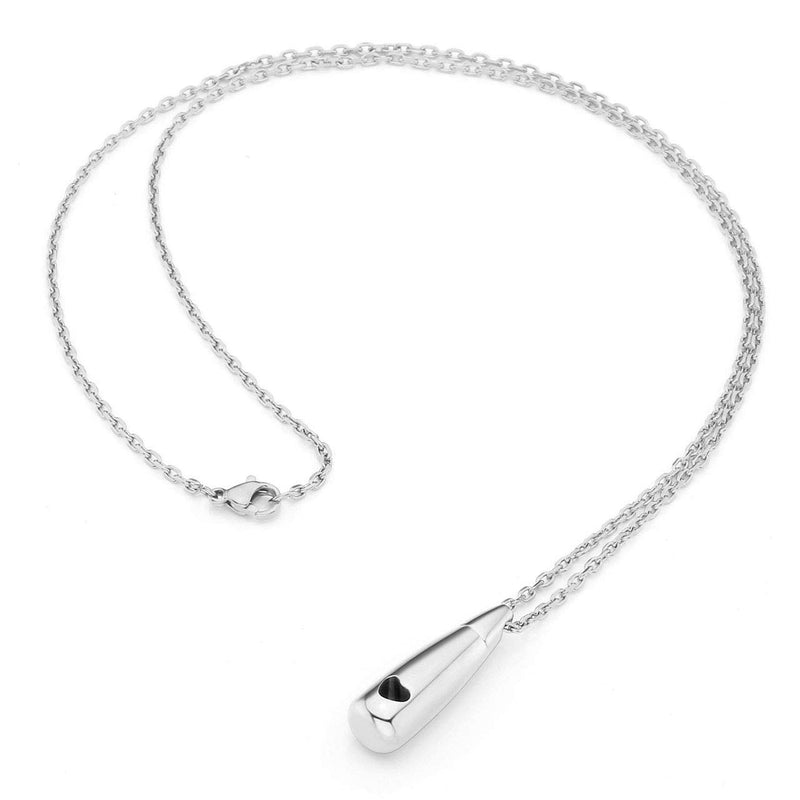 [Australia] - Sunligoo Womens Mens Urn Ashes Necklace Silver Stainless Steel Teardrop Heart Pendant Necklaces for Cremation Memorial Keepsakes 