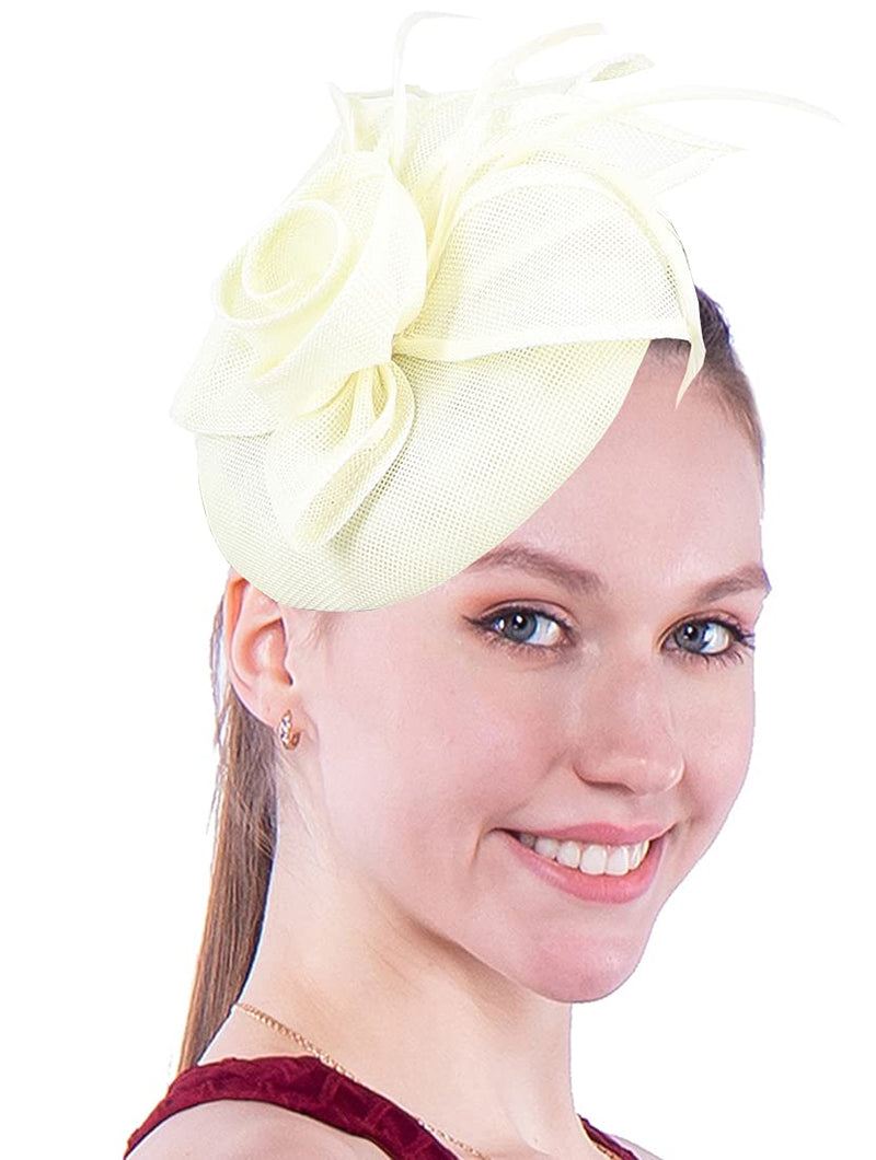 [Australia] - Biruil Womens Fascinators Pillbox Hat Leaves Tea Party Cocktail Headband Kentucky Derby Hair Clip A Beige 