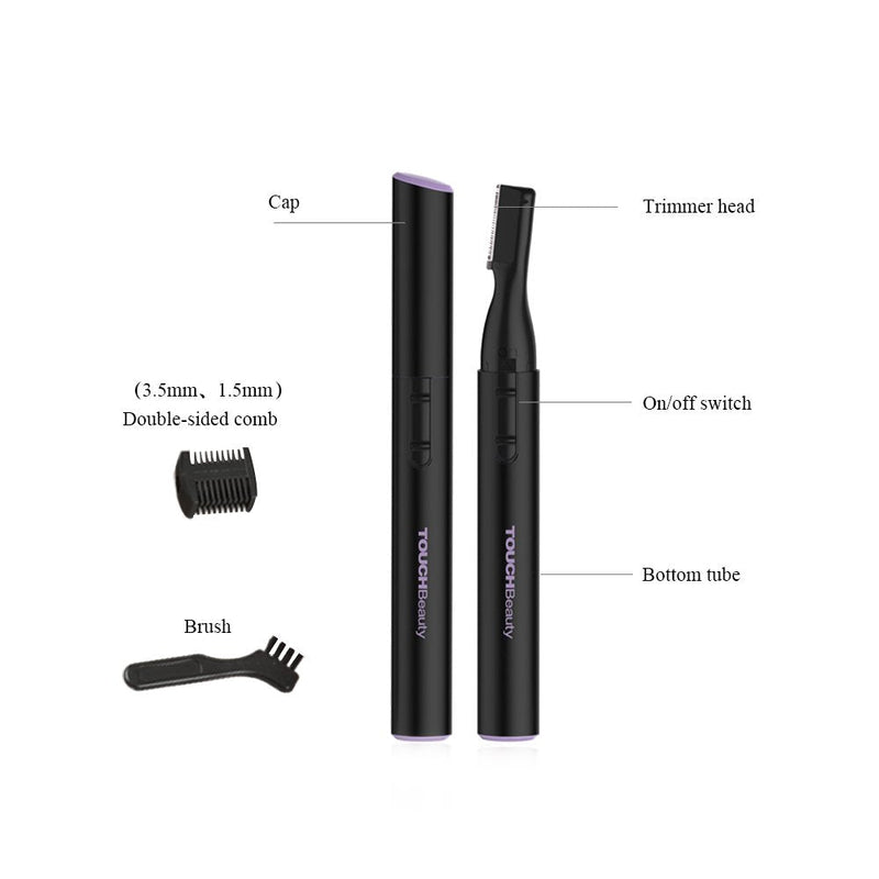 [Australia] - TOUCHBeauty Electric Eyebrow Trimmer, Eyebrow Hair Remover, Painless Facial Hair Trimmer for Women, Portable Ladies Shaver AG-815B (Black) Black 