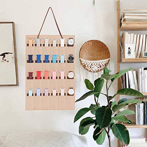 [Australia] - Watch Band Hanging Storage Organizer, Watch Display Storage Roll Holds 24 Watches Expandable for Most Sizes of Watch Bands,Organizer for Watch Band Straps Accessories (beige) 24 Slot-beige 