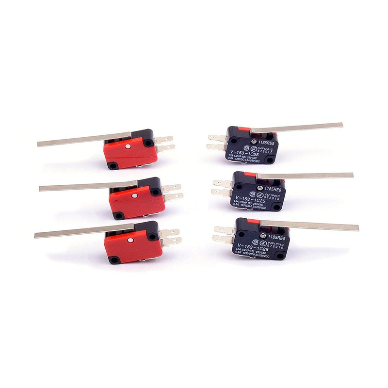 [Australia] - Cylewet 6Pcs V-153-1C25 Micro Limit Switch Long Straight Hinge Lever Arm SPDT Snap Action LOT for Arduino (Pack of 6) CYT1068 