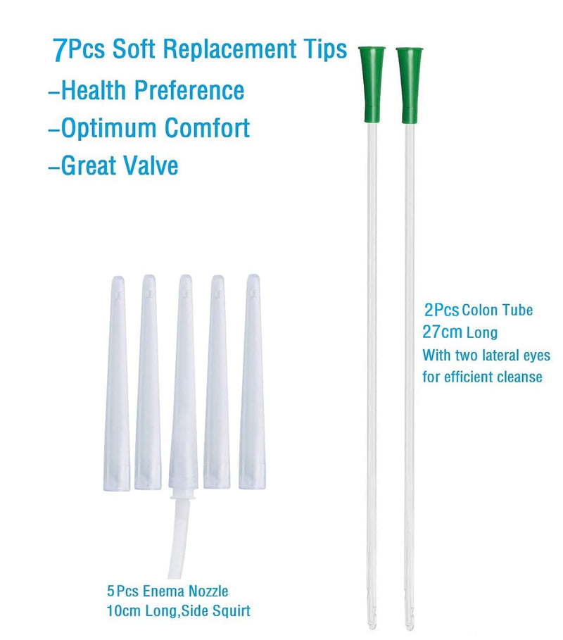 [Australia] - Reusable Enema Kit Anal Douche Bag 7Pcs Enema Nozzle Tips Colon Tube for Water Organic Coffee Colon Cleansing, Sealed Clear Enema Bag Irrigation Cleaning Kit Fold Anal Anus Cleaner Constipation Detox Polyvinyl Chloride (PVC) 