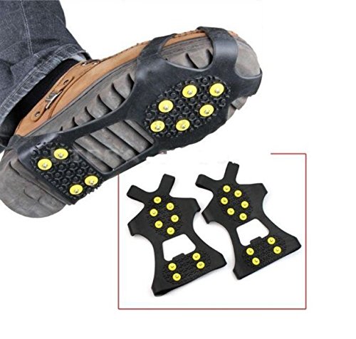 [Australia] - Anti Slip Ice & Snow Grips Traction Cleats Rubber Spikes10-Studs Crampons Slip-on Stretch Footwear Men Women Children S/M/L/XL S(Women:5-7/Men:3-5) 