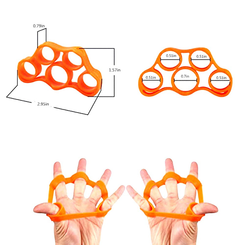 [Australia] - Maeeli Hand Grip Strengthener Workout Kit (3 Pack) Hand Grip Strength Trainer Kit Include Finger Stretcher Resistance Band, Hand Strengthener Grip Ring & Stress Relief Grip Ball, Orange 