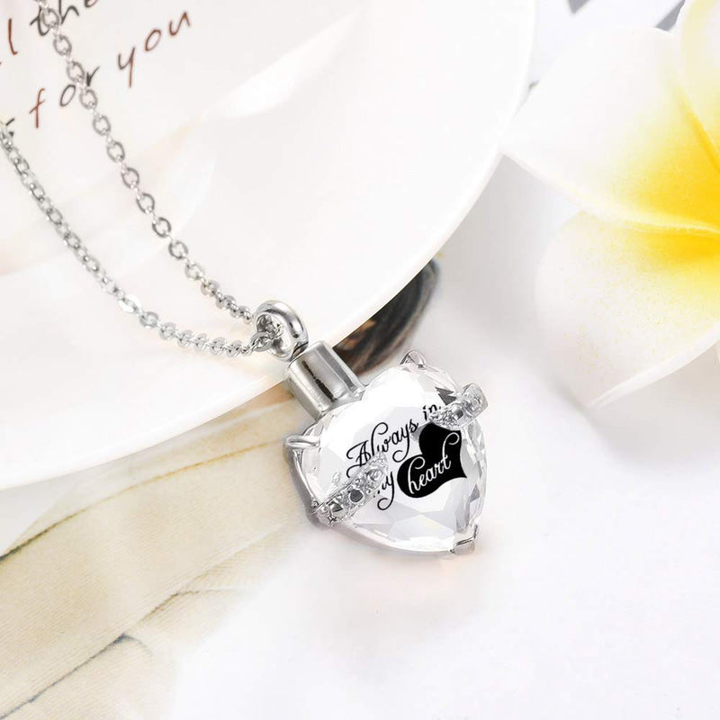 [Australia] - Heart Cremation Urn Necklace for Ashes Urn Jewelry Crystal Memorial Pendant with Fill Kit and Gift Bag - God has You in his arms I Have You in My Heart September 