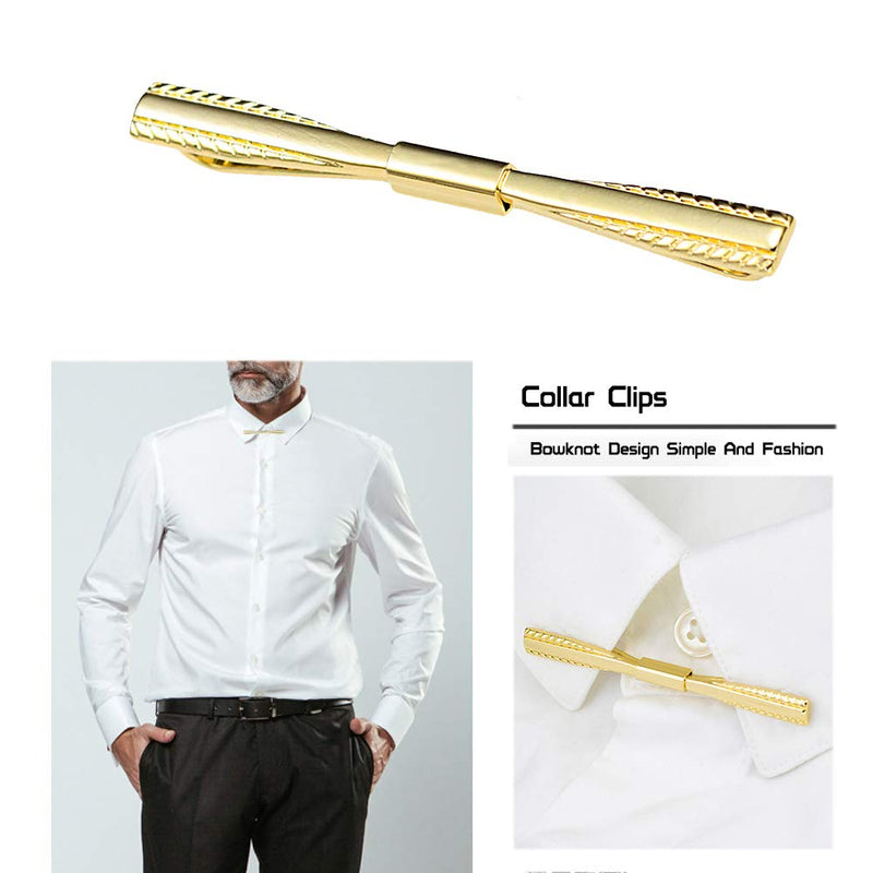 [Australia] - YYBONNIE Men's Shirt Collar Clips Tie Collar Bar Pin Gold Silver Black Metal Cravat Clip Collar Pin 
