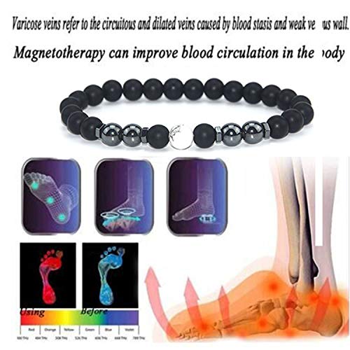 [Australia] - INENIMARTJ 2Pcs Anti-Swelling Black Obsidian Anklet Magnetic Therapy Ankle Bracelet for Women Men, Adjustable Magnet Weight Loss Ankle Bracelet Anti-Anxiety Yoga Beads Bracelet A:map 