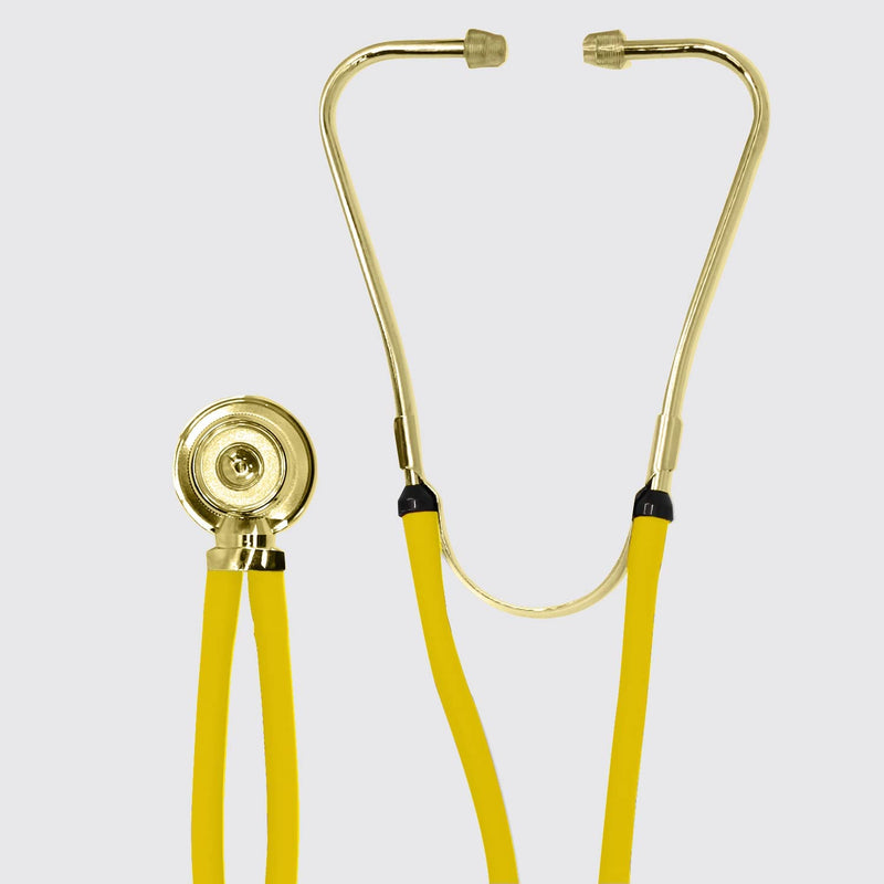 [Australia] - Dixie Ems Sprague-Rappaport Type Two Tube Stethoscope – Yellow with Plated Gold 