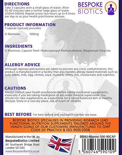 [Australia] - D-Mannose PRO 90 Premium UK CAPS | UTI-Shield | Bladder & Urinary Tract | Dischage |Cloudy Stinging Pain Urine| Capsules not Nasty Tablets | Vegan Friendly 