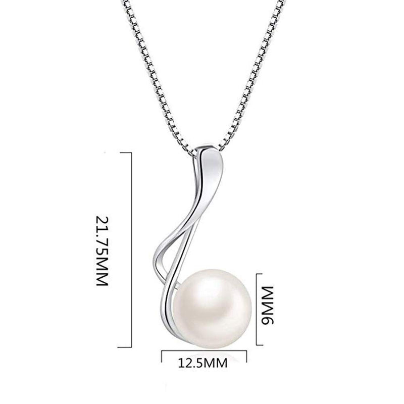 [Australia] - Bridal Wedding Jewelry 8-9 mm Genuine Pearl 18'' Pendant Necklace Earrings Set for Women 925 Sterling Silver White 