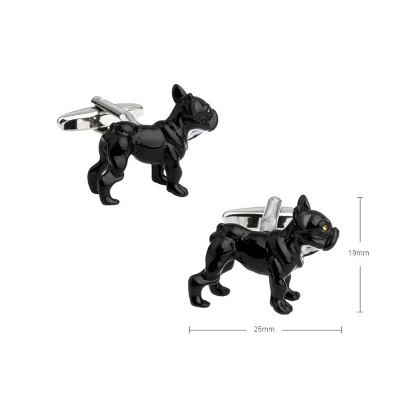 [Australia] - Painted French Black Dog Bulldog Cufflinks 