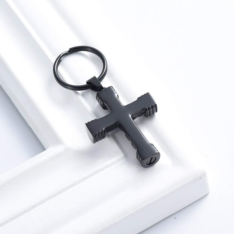 [Australia] - Imrsanl Cremation Jewelry for Ashes Cross Memorial Urn Necklace Pendant Keepsake Religious Cross Ashes Jewelry Black Keychain 