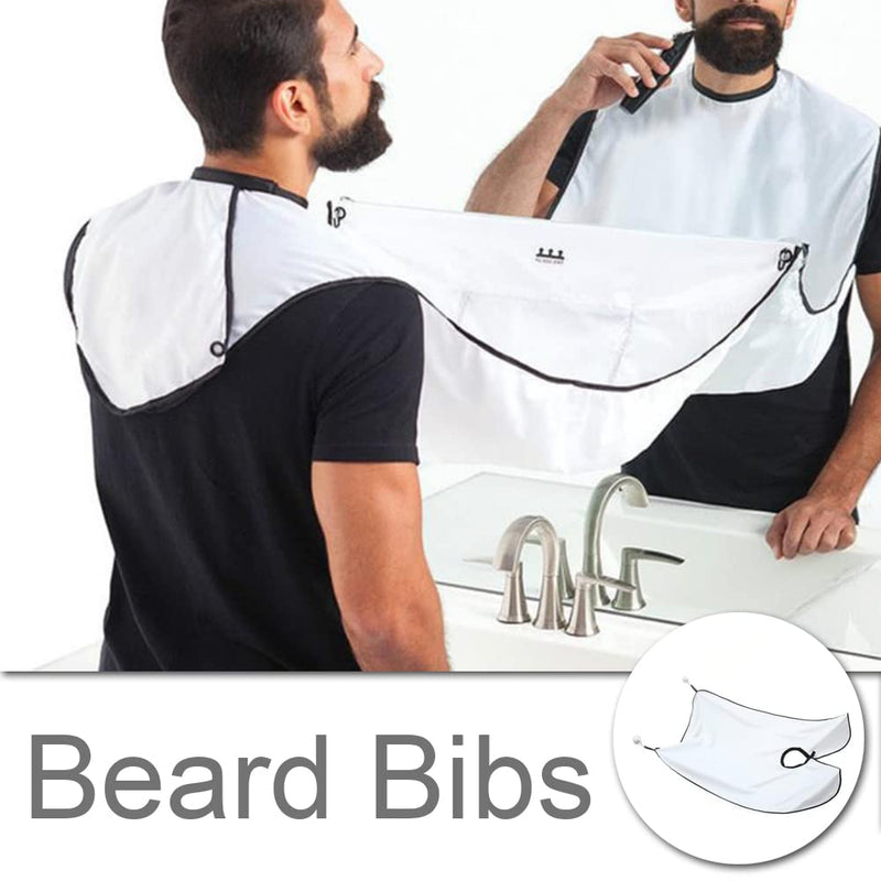 [Australia] - 2 Pcs Beard Bibs Beard Trimmer Catchers White Beard Shaving Aprons with Suction Cups for Men Trimming and Shaving 4t4t 