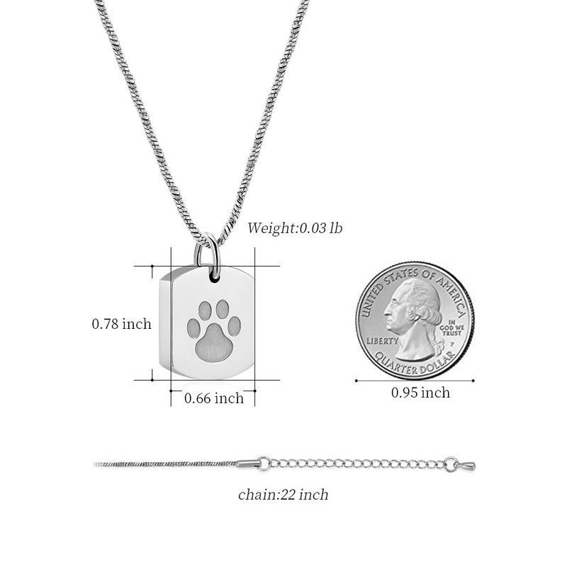 [Australia] - Minicremation Cremation Jewelry Urn Necklace for Ashes for Pet, Paw Print Memorial Ash Jewelry, Keepsake Pendant for Pet's Cat Dog's Ashes with Filling Kit Silver 