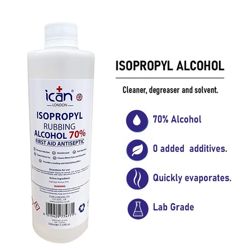 [Australia] - ican london isopropyl rubbing Alcohol 70% First aid Antiseptic 500ml 500 ml (Pack of 1) 
