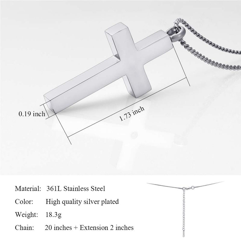 [Australia] - Imrsanl Crystal Cross Necklace for Ashes - Stainless Steel Keepsake Cremation Jewelry - Religious Cross Memorial Urn Necklace for Pet Human Ashes Pendant Silver-1 