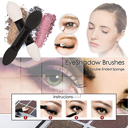 [Australia] - GTVIA 100 Pack Disposable Double Sided Sponge Makeup Eyeshadow Brush Tipped Cosmetic Makeup Eye shadow Applicators Brush (Black and White) Black and White 