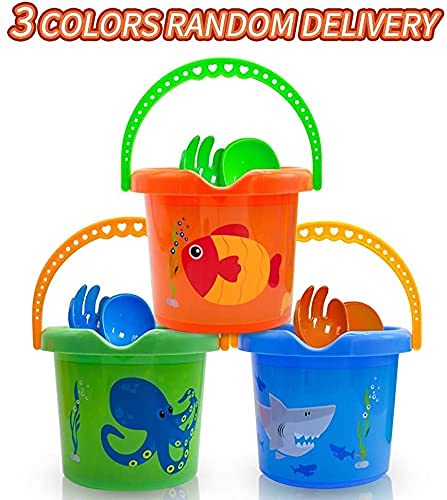 [Australia] - Hymaz Beach Toys, Large Beach Sand Buckets & Spade Set Toys for Toddlers Childrens Gifts Suitable for Summer Beach Garden Pool Outdoor Games & Party Favors 2 Pack Beach Buckets & Spades 