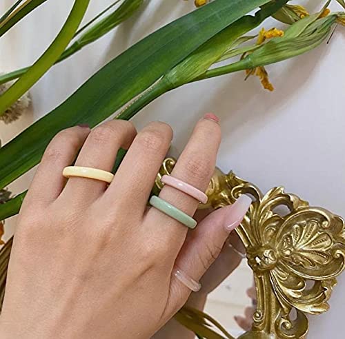 [Australia] - Colorful Chunky Resin Rings For Women Girls Children Y2K Rings Acrylic Rings Plastic Rings Trendy Rhinestone Rings Stackable Finger Ring XYJZXY A-mix-6pcs 
