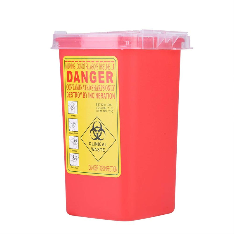 [Australia] - Sharps Container, Plastic Needle Container, Disposal 1L Size Waste Box (2 Colors) (Color : Red) 