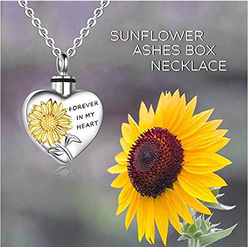 [Australia] - SEIRAA Urn Necklaces for Ashes in My Heart Flower Pendant Memory Locket Necklace Cremation Gifts Ashes box necklace 