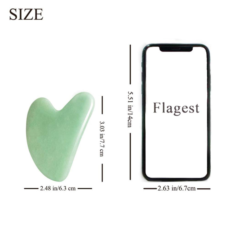 [Australia] - Gua Sha Facial Tool - Nature Jade Stone Guasha Massage Tool - Nature Jade Stone for Scraping Facial and SPA Acupuncture Therapy - Heart Shape Jade Trigger Point Treatment on Face (Jade) Green 