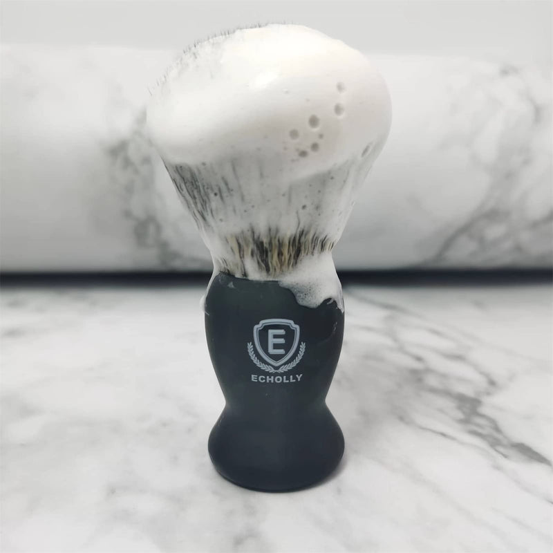 [Australia] - Echolly Luxury Shaving Brushes for Men-Premium Travel Shaving Brush Set-Shave Brush Best for Shaving Cream Lather- Perfect Father's Day Gifts for Fathers,Men, Boyfriends(Smooth Rubber Handle) 1.4 x 1.4 x 4.2 Inch 