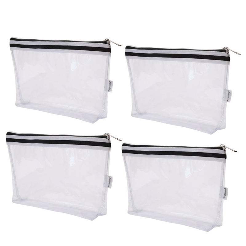[Australia] - Augbunny Multi-Purpose Waterproof Clear Vinyl Zippered Toiletry Cosmetics Makeup Pouch with French Tape 4-Pack Large 