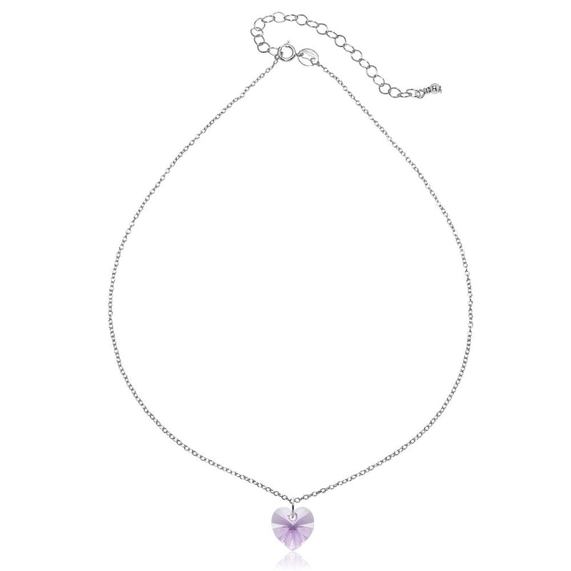 [Australia] - GemStar USA Sterling Silver Heart Choker Necklace Made with Swarovski Crystals Pink - June 