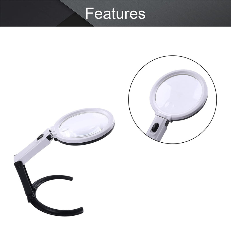 [Australia] - Othmro 1Pcs Multi-Function Magnifying Glass 1.8X 5X Foldable Tabletop Reading Magnifier with LED Light with Plug 