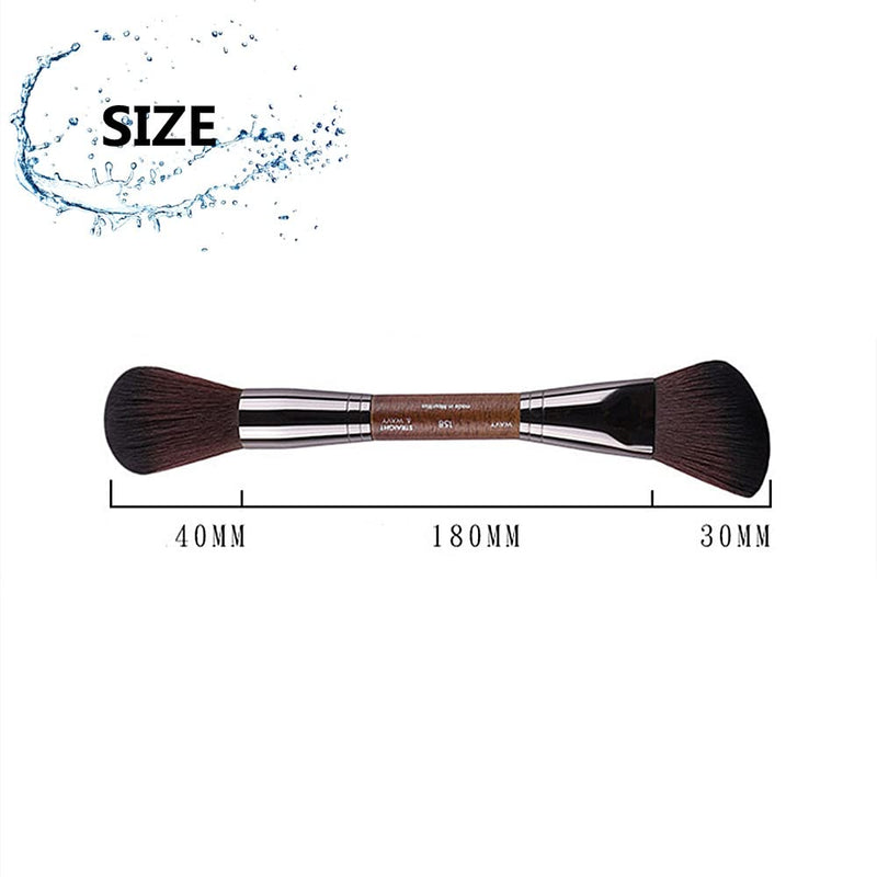 [Australia] - 1PACK Double Ended Makeup Brushes Professional Soft with Wooden Handles Natural Wooden Handle Bronzer/Blush/Contour/Partially loose powder/shadow contour brush for Travel Home Makeup Gifts 
