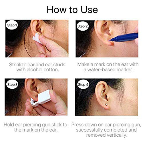 [Australia] - Ear Piercing Gun, Disposable Sterile Ear Piercing Gun Safety Self Ear Piercing Gun Kit Ear Stud Gun with Cotton Pad for Piercing Kit, Piercing Tool and Piercing Supplies (#5, Silver) 