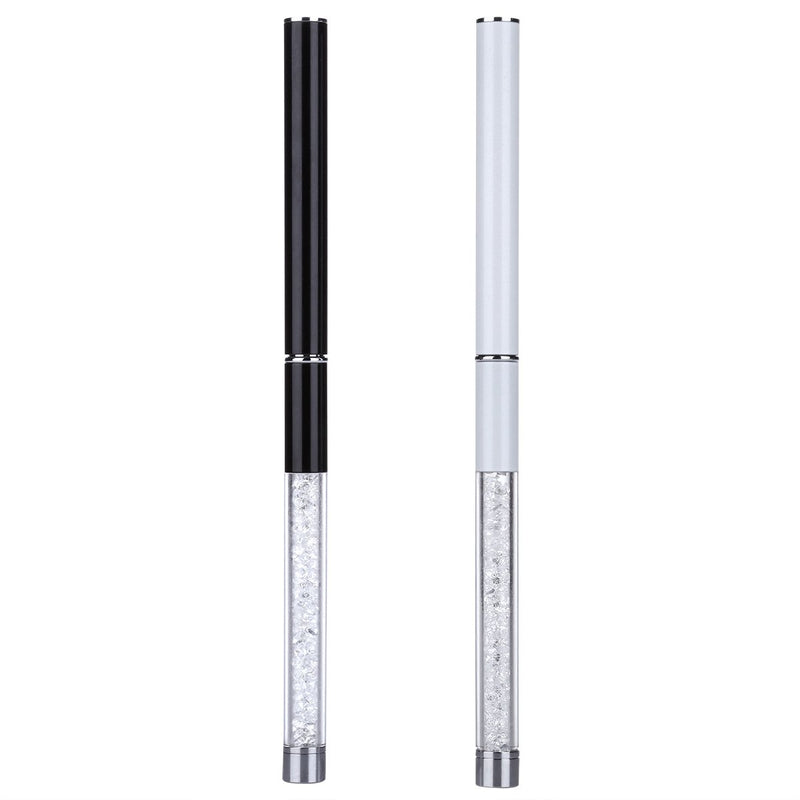 [Australia] - 2Pcs Eye Brush with Cap for Travel Eye Brow Eyelash Mascara Brushes Wands Applicator Portable Cosmetic Brushes Black&White 