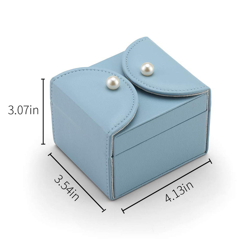 [Australia] - Vlando Travel Ring Box Organizer, Soft PU Leather Wooden Travel Jewelry Storage Case Trays with 2 Layers for Bracelets, Earrings, Rings, Necklaces, Brooches-Gifts for Girls Women Ladies (Air Blue) 2.air Blue 