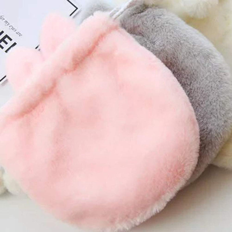 [Australia] - Lurrose Cute Fluffy Plush Bunny Storage Bags with Drawstring,10 x 7 inch (Pink) 