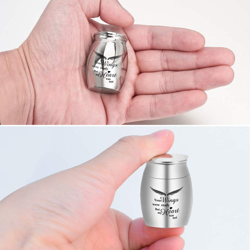 [Australia] - Dletay Small Keepsake Urns for Human Ashes Mini Cremation Urns for Ashes Stainless Steel Memorial Ashes Holder-Your Wings were Ready, But My Heart was Not Silver 