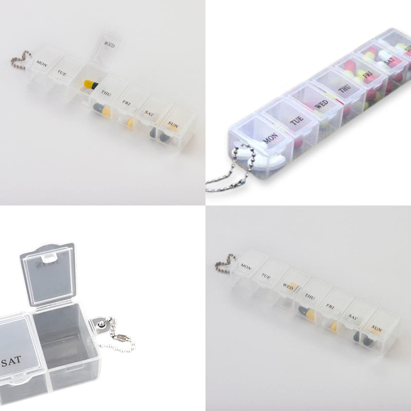 [Australia] - WHALESALE 7 Day Pill Box Organizer Portable Pop Open Weekly Tablet Storage Box Case for Travel Work- Once a Day (Clear), White 
