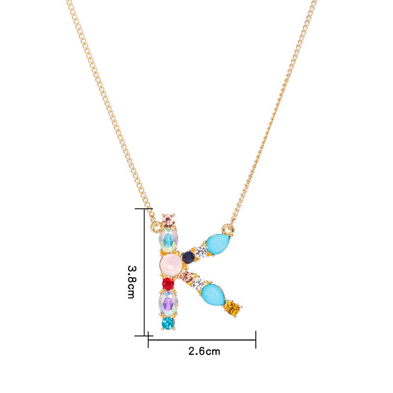 [Australia] - MissNity Large Initial Necklace for Girls Women in Colorful Rhinestone Silver Gold Plated 26 Letters Alphabet Pendant A-Z, 20"+2" Gold-K 