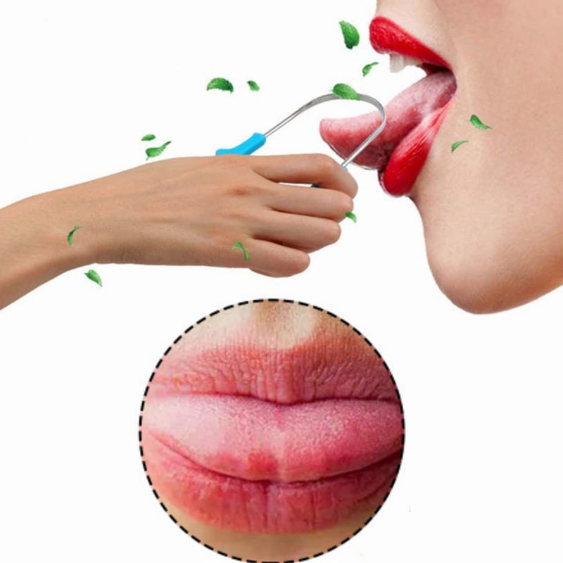 [Australia] - 2Pcs Tongue Cleaners Stainless Steel Tongue Scrapers Tongue Brushes Tongue Scraper Cleaners with Storage Box for Oral Care 